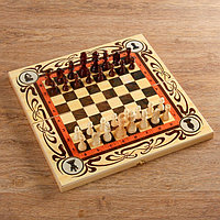 Настольная игра 3 в 1 "Статус": шахматы, шашки, нарды (доска дерево 50х50 см)