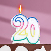 Свеча для торта « Юбилейный ГИГАНТ», цифра "20", ободок цветной, 7,5 см
