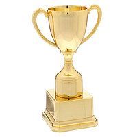 Кубок 112, наградная фигура, золото, подставка пластик, 18 x 7.5 x 5.5 cм