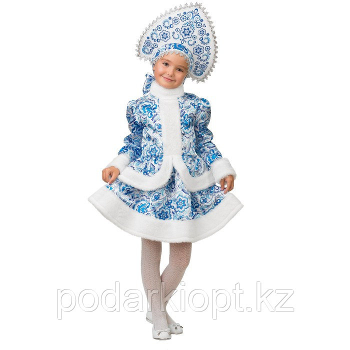 Карнавальный костюм «Снегурочка», бело-голубые узоры, размер 28, рост 110 см - фото 1 - id-p116259737