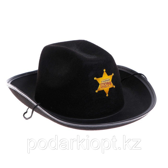 Ковбойская детская шляпа «Главный шериф», р-р. 52-54, цвет чёрный - фото 5 - id-p116259109