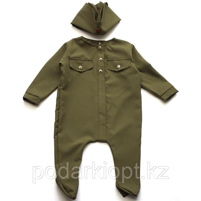 Карнавальный костюм «Солдатик-малышок», ползунки, пилотка, 6-9 месяцев, рост 75 см - фото 2 - id-p116259163