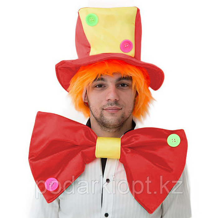 Карнавальный костюм "Клоун", шляпа с волосами, бант - фото 1 - id-p116258479