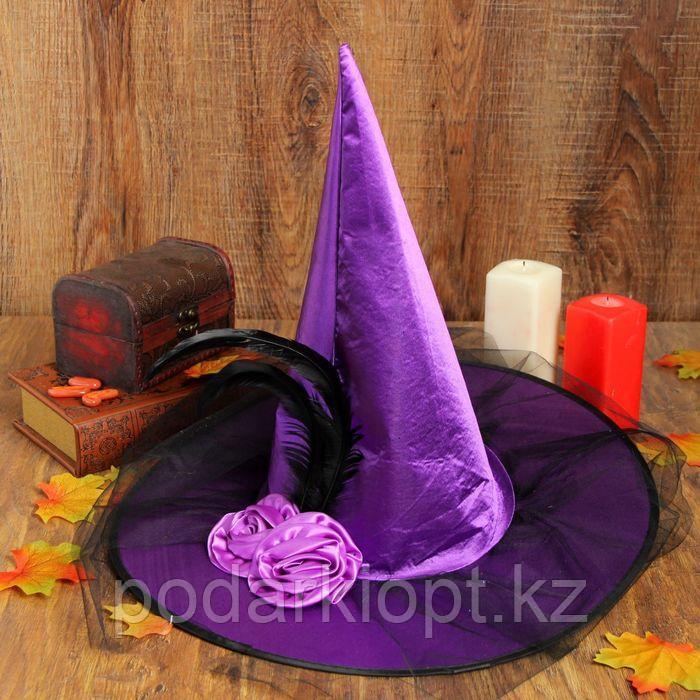 Карнавальная шляпа «Ведьмочка», с фатой, р-р. 56-58, цвет сиреневый - фото 1 - id-p116258500