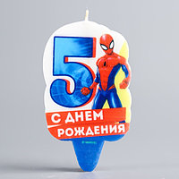 Свеча для торта "С Днем Рождения", цифра 5, Человек-паук