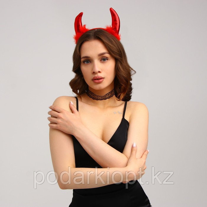 Карнавальный костюм чёртика «Дьявол во плоти», чокер, рожки - фото 2 - id-p116258572