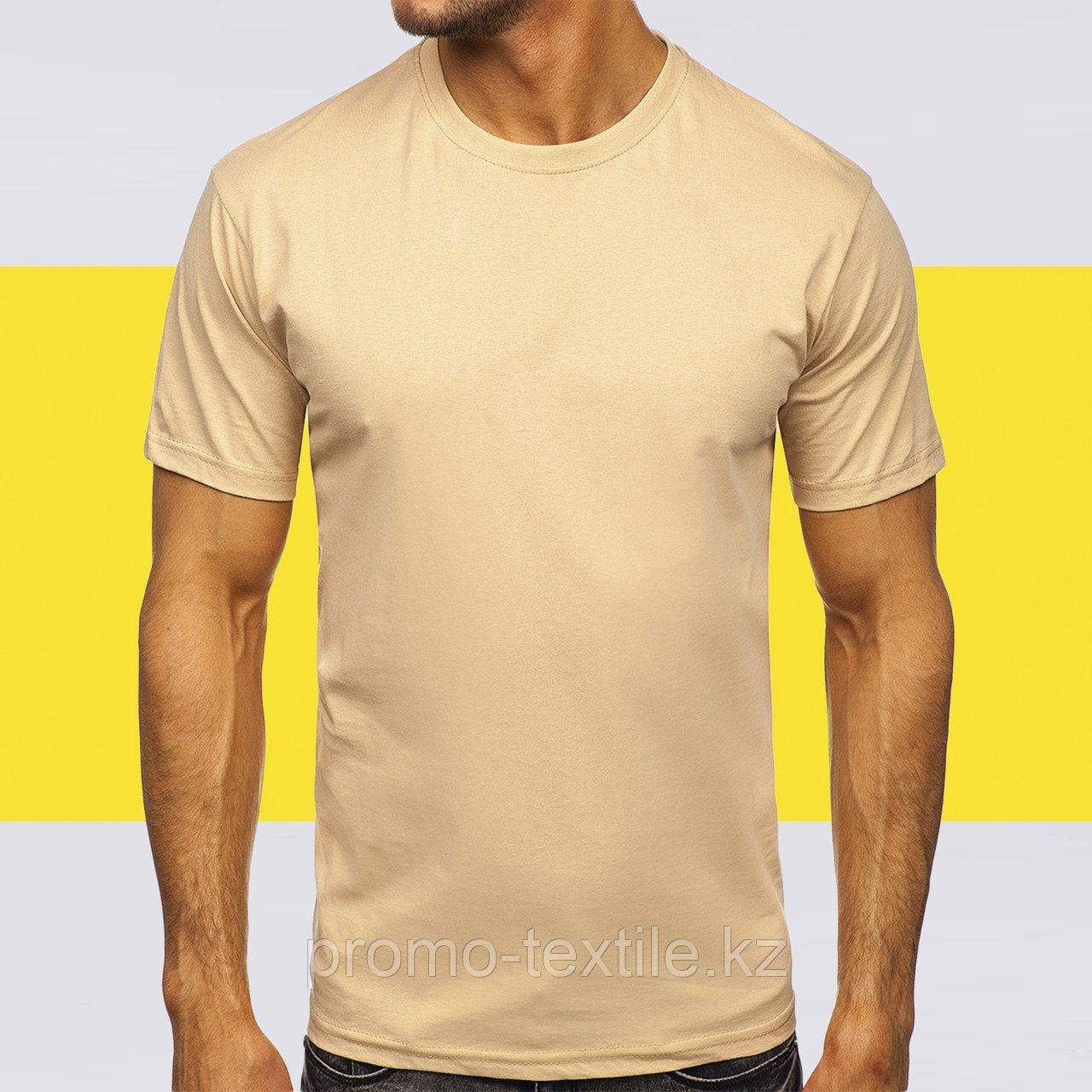 Бежевые футболки базовые (160гр плотности) | Футболка бежевого цвета | Футболка хб - фото 1 - id-p116262946