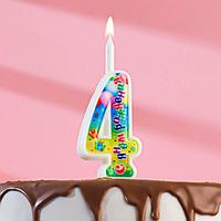 Свеча для торта цифра "День рождения", 10,2 см, цифра 4"