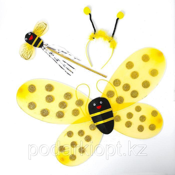 Карнавальный набор «Пчёлка», 3 предмета: ободок, крылья, жезл - фото 1 - id-p116260911
