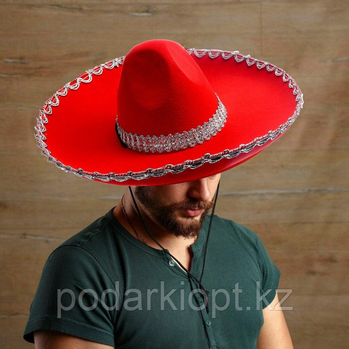 Карнавальная шляпа «Сомбреро», цвет красный - фото 1 - id-p116261558
