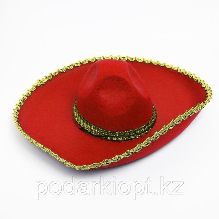 Карнавальная шляпа «Сомбреро», цвет красный - фото 2 - id-p116261558