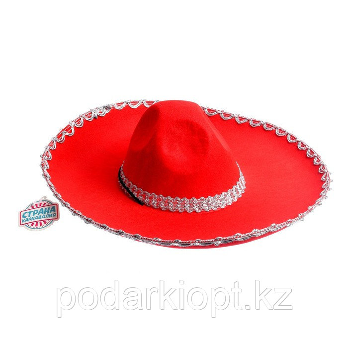 Карнавальная шляпа «Сомбреро», цвет красный - фото 3 - id-p116261558