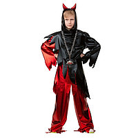 "Демон" карнавалдық костюмі, күртеше, шалбар, бас бау, б. 34, бойы 140 см