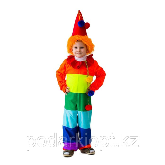 Карнавальный костюм "Клоун радужный", комбинезон, колпак с волосами, рост 122-134 см - фото 1 - id-p116261626
