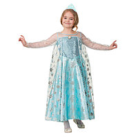 Карнавальный костюм «Эльза», платье, корона, р. 32, рост 122 см