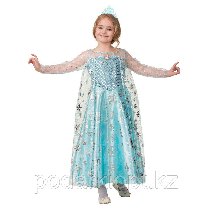 Карнавальный костюм «Эльза», платье, корона, р. 32, рост 122 см - фото 1 - id-p116261661
