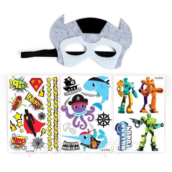 Набор детских татуировок + маска супергероя «Мир роботов» - фото 2 - id-p116262486