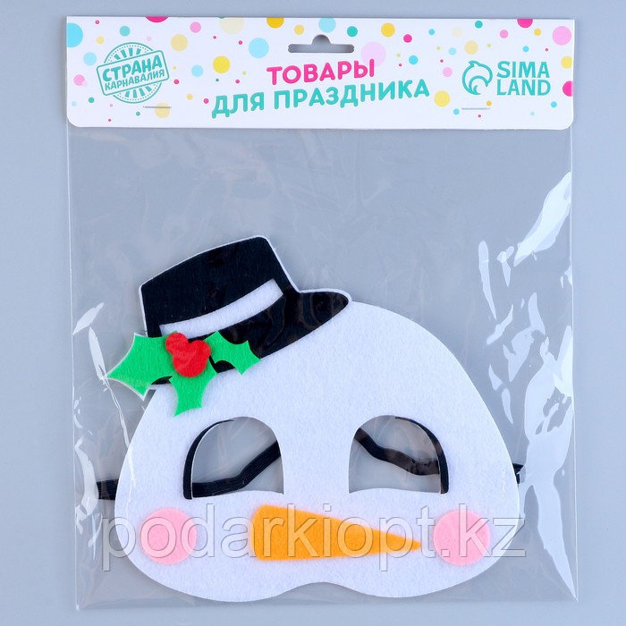 Новогодняя карнавальная маска «Снеговик», фетр, на новый год - фото 4 - id-p116263308