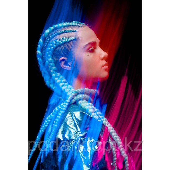 ZUMBA Канекалон трёхцветный, гофрированный, 60 см, 100 гр, цвет синий/фиолетовый/светло-розовый(#CY22) - фото 5 - id-p116264859