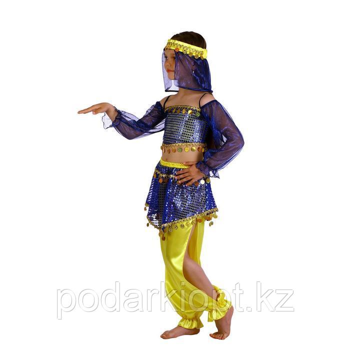 Карнавальный костюм «Шахерезада», повязка, топ с рукавами, штаны, цвет сине-жёлтый, р. 34, рост 134 см - фото 2 - id-p116264877