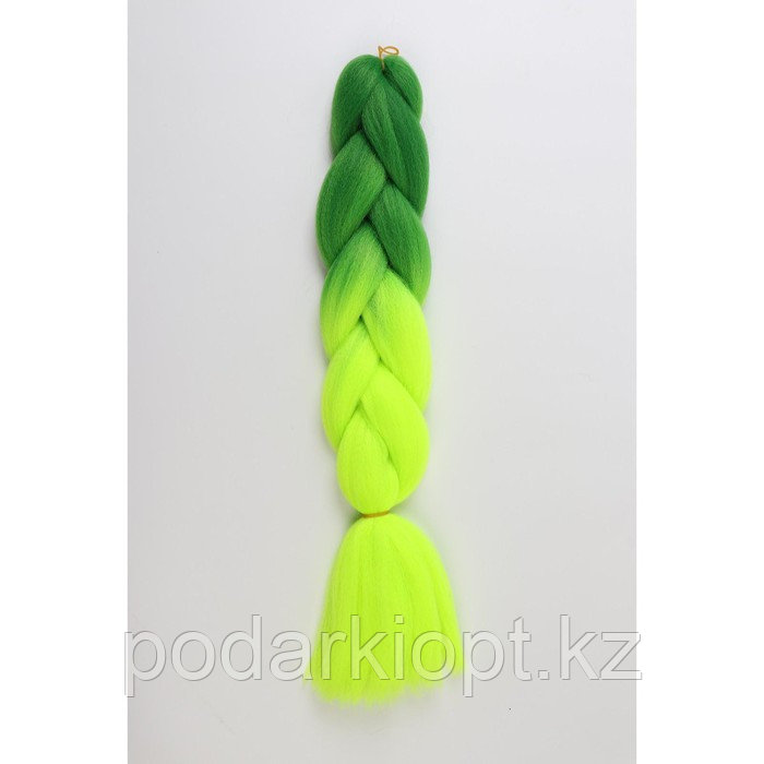 ZUMBA Канекалон двухцветный, гофрированный, 60 см, 100 гр, цвет ярко-зелёный/лимонный(#BY40) - фото 1 - id-p116264892