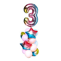 Букет из шаров «День рождения нежность. 3 года», фольга, латекс, набор 15 шт.