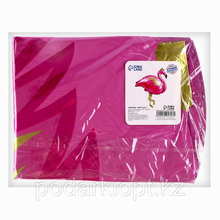 Шар фольгированный 32" «Фламинго с короной», фигура, цвет розовый - фото 3 - id-p116262760