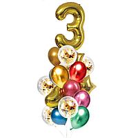 Букет из шаров «День рождения 3 года», фольга, латекс, набор 21 шт., цвет золотой