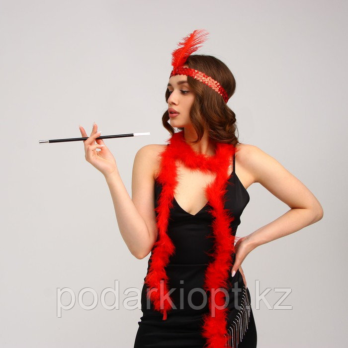 Карнавальный набор «Огненная красотка», повязка на голову, боа, мундштук - фото 3 - id-p116263663