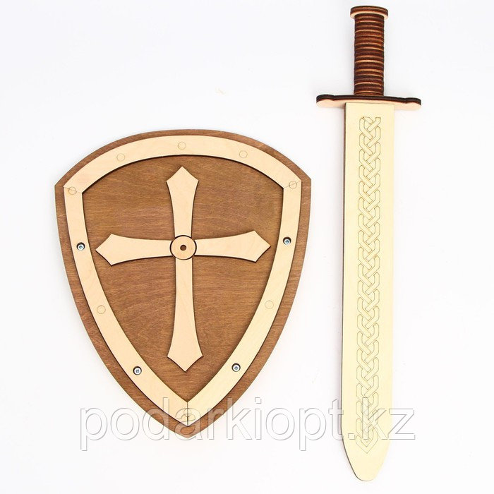 Деревянное оружие «Щит и меч» 24×44,5×5,6 см - фото 1 - id-p116265206