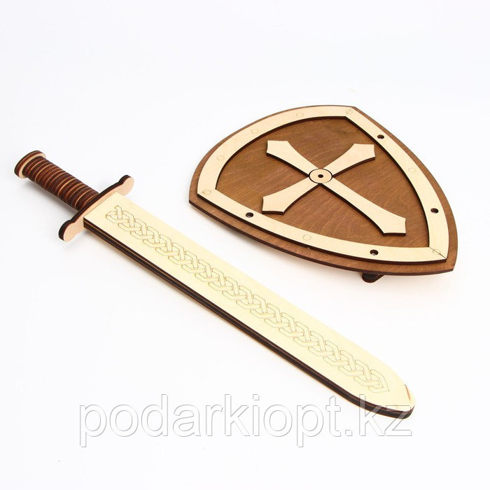Деревянное оружие «Щит и меч» 24×44,5×5,6 см - фото 2 - id-p116265206