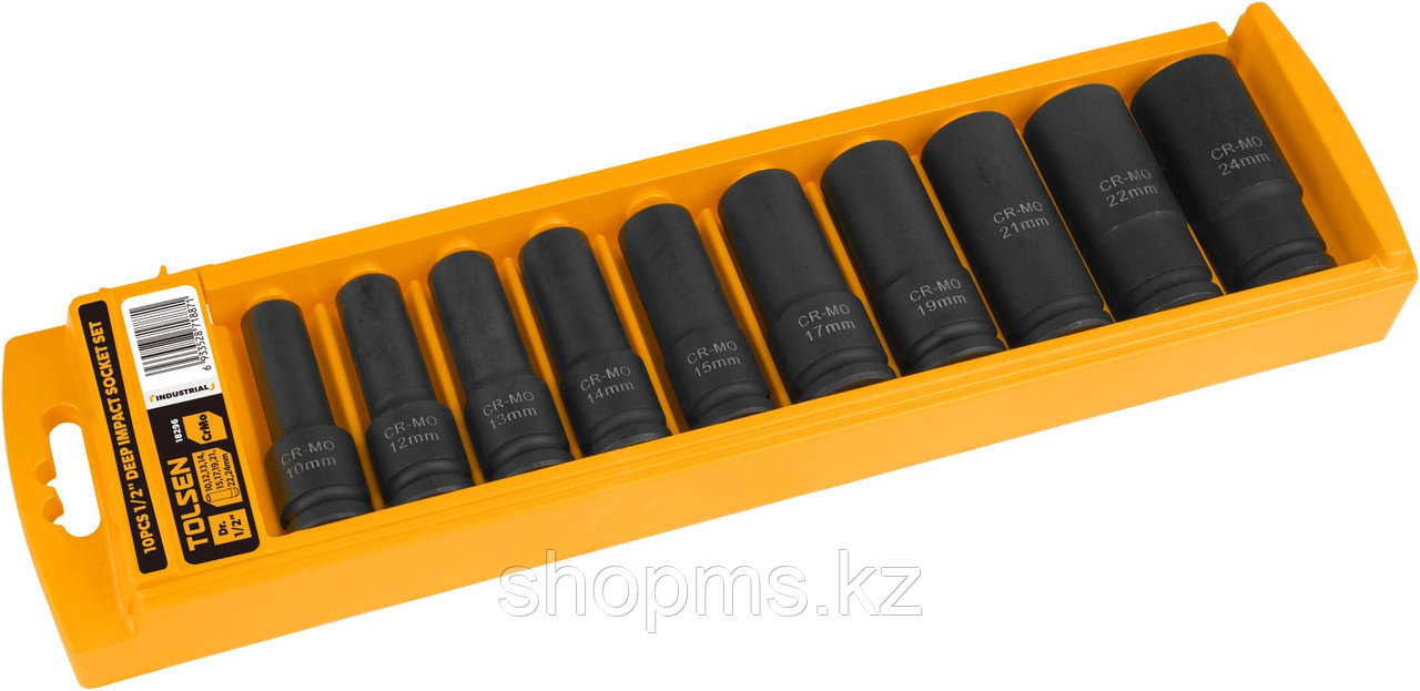 Набор ударных головок 10 шт, 1/2",  10-12-13-14-15-17-19-21-22-24MM, Tolsen 18296
