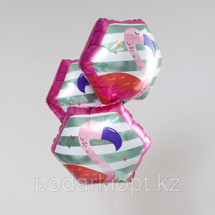 Шар фольгированный 20" «Фламинго», многоугольник, набор 3 шт. - фото 2 - id-p116264412