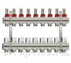 ТП Коллекторный блок НЕРЖ 1" (DN25) 9 x 3/4" (евроконус), с расходомерами RVC Pro