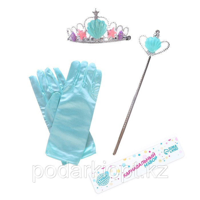 Карнавальный набор «Принцесса» 4 предмета: корона, перчатки, ободок, жезл - фото 3 - id-p116266095