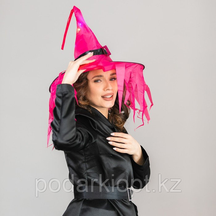 Карнавальная шляпа «Хеллоуин» с диодами, фуксия - фото 2 - id-p116265579