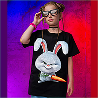 Светящаяся футболка "Зайка с морковкой" (р.32 Рост 110-116)