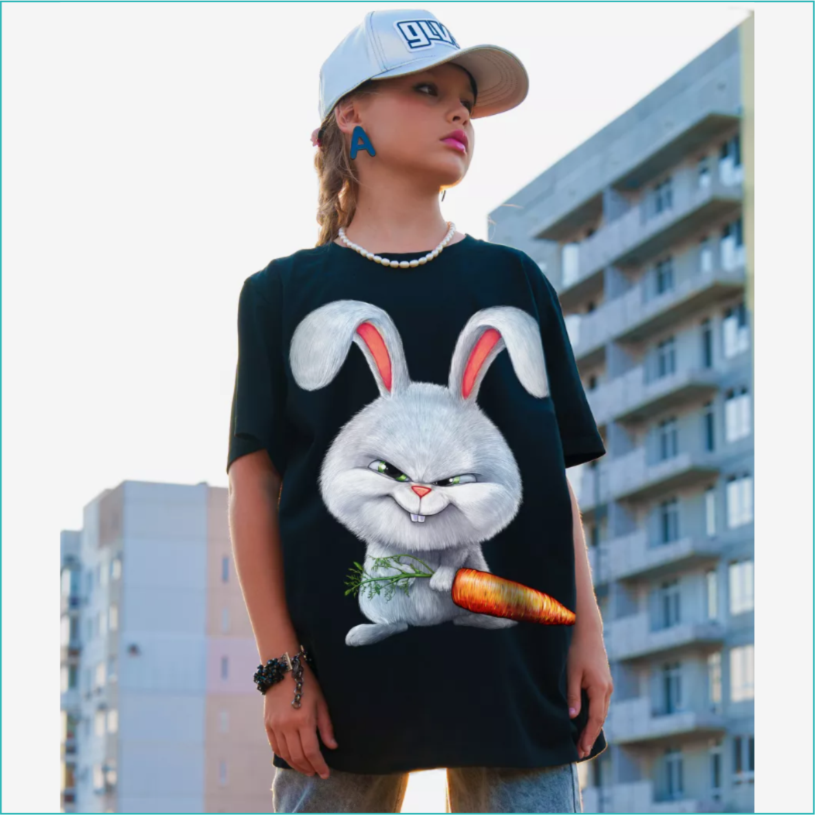 Светящаяся футболка "Зайка с морковкой" (р.34 Рост 116-122) - фото 4 - id-p116268545