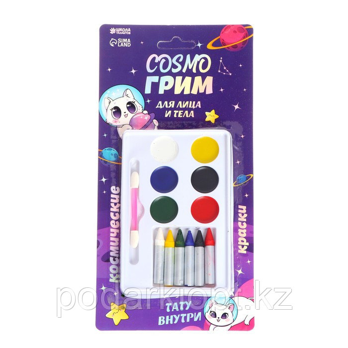 Грим для лица и тела - 6 карандашей, 6 цветов для нанесения, аппликатор, тату Cosmo - фото 2 - id-p116267540