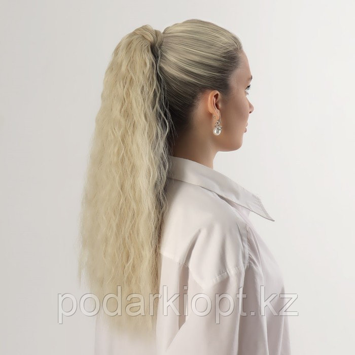Хвост накладной, волнистый волос, на резинке, 60 см, 100 гр, цвет холодный блонд(#SHT88В) - фото 5 - id-p116268328