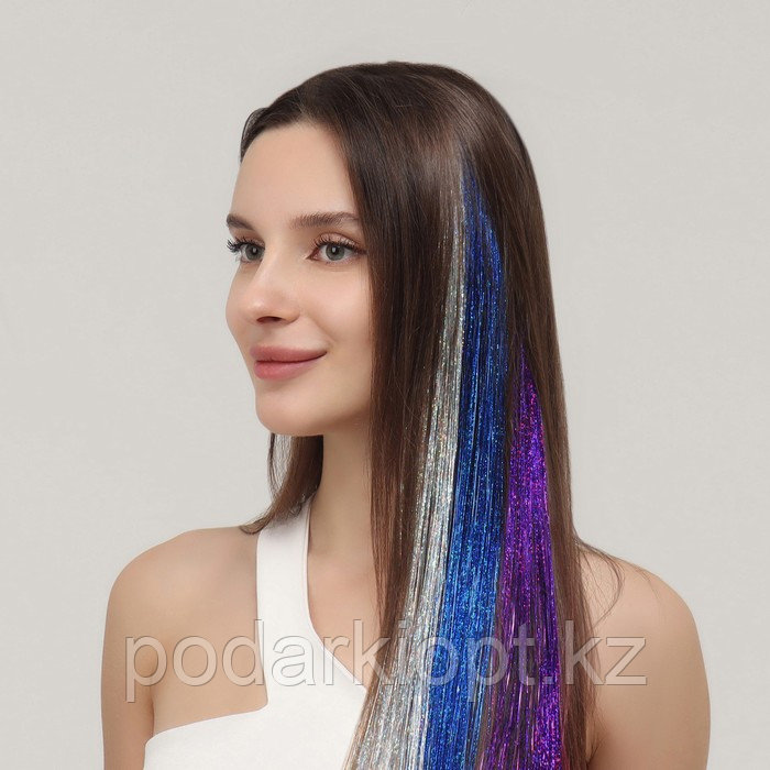 Прядь для волос, дождик, на заколке, 50 см, цвет фиолетовый - фото 4 - id-p116269339
