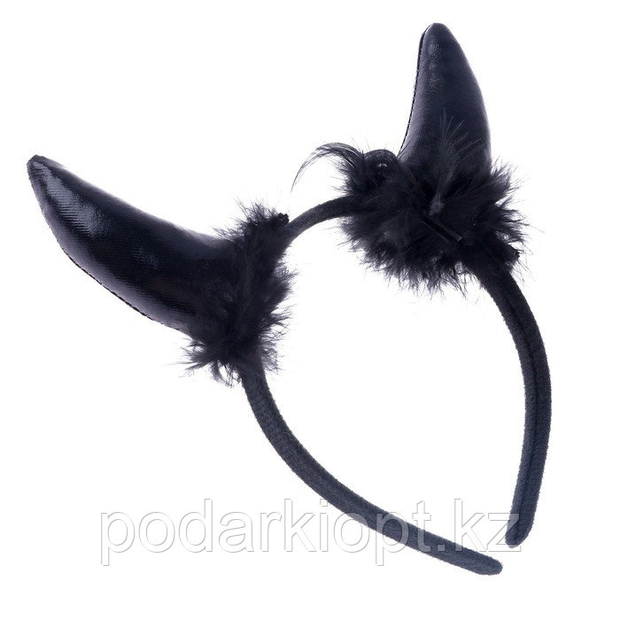 Карнавальный ободок «Чёртик», цвет чёрный - фото 3 - id-p116269397