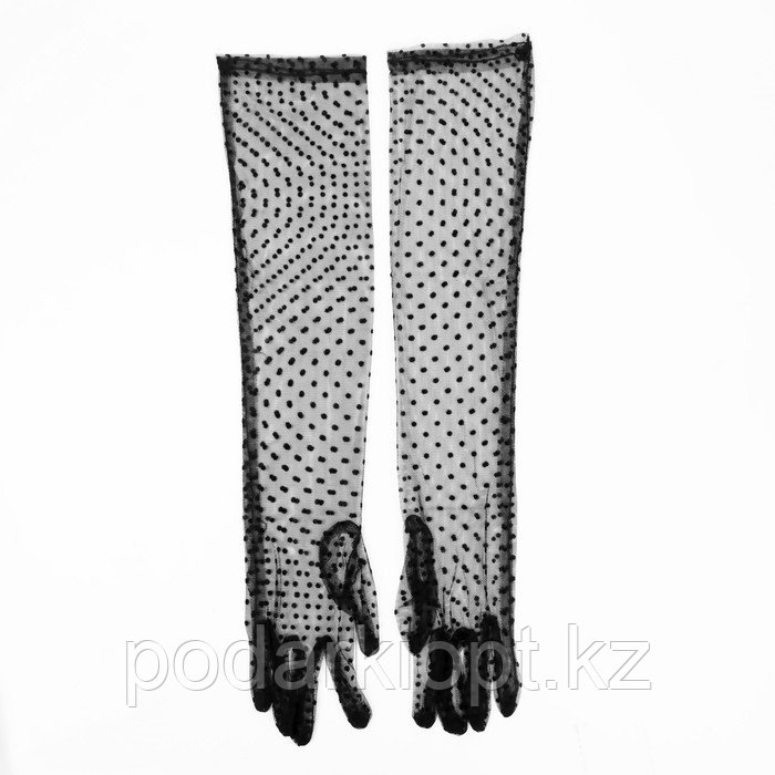 Карнавальные перчатки, цвет черный в горох, длинные - фото 4 - id-p116270824