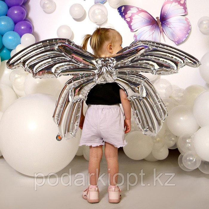 Фольгированные крылья «Бабочка», 122 см., серебро - фото 1 - id-p116271784