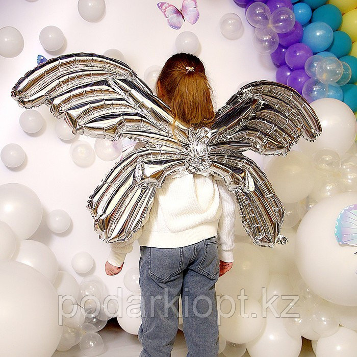 Фольгированные крылья «Бабочка», 122 см., серебро - фото 2 - id-p116271784