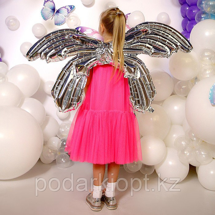 Фольгированные крылья «Бабочка», 122 см., серебро - фото 3 - id-p116271784