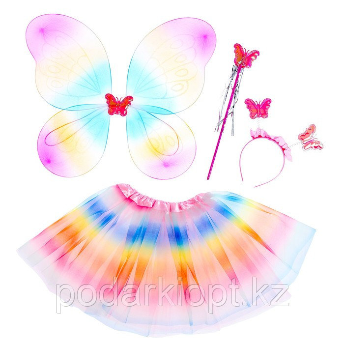 Карнавальный набор «Бабочка» 3 предмета: юбка, крылья, ободок, жезл - фото 1 - id-p116272294