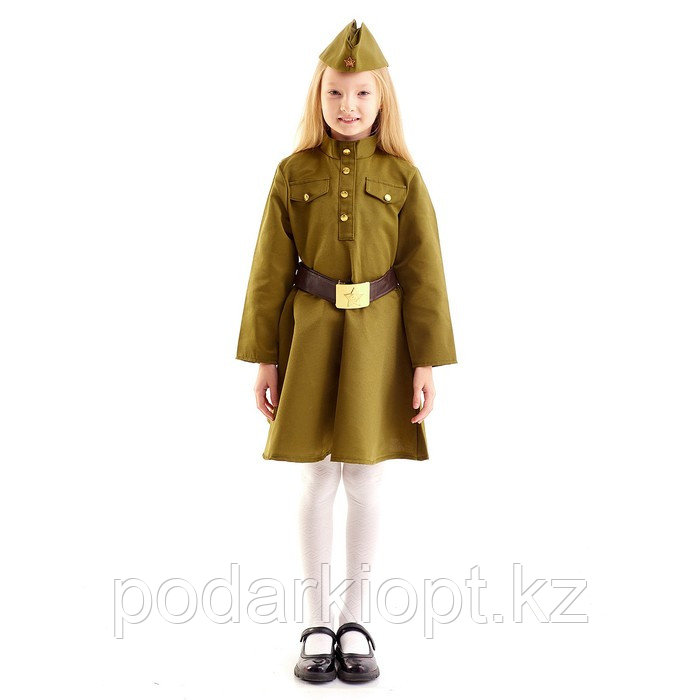 Платье военное для девочки люкс , пилотка, ремень, 8-10 лет, рост 140-152см - фото 1 - id-p116271955