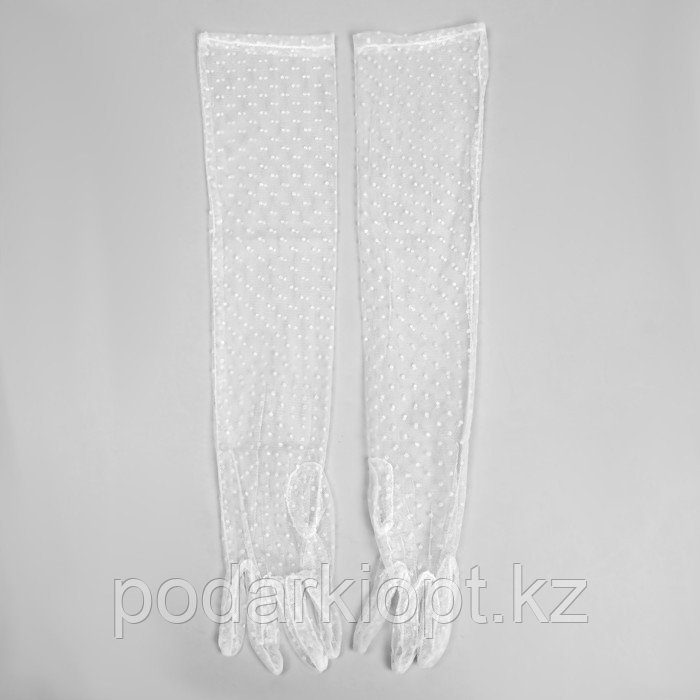Карнавальные перчатки, цвет белый в горох, длинные - фото 4 - id-p116271093