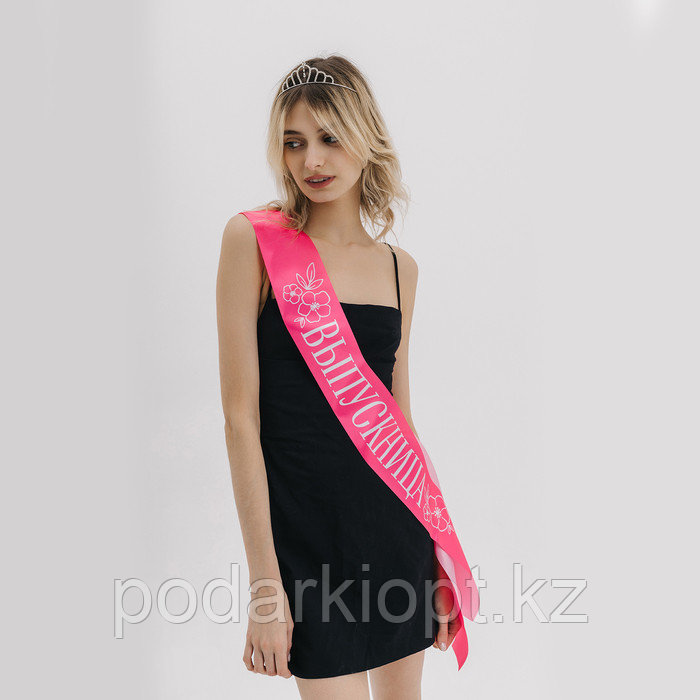 Карнавальный набор «Принцесса выпускного», 2 предмета: лента розовая + булавка, диадема - фото 3 - id-p116272666